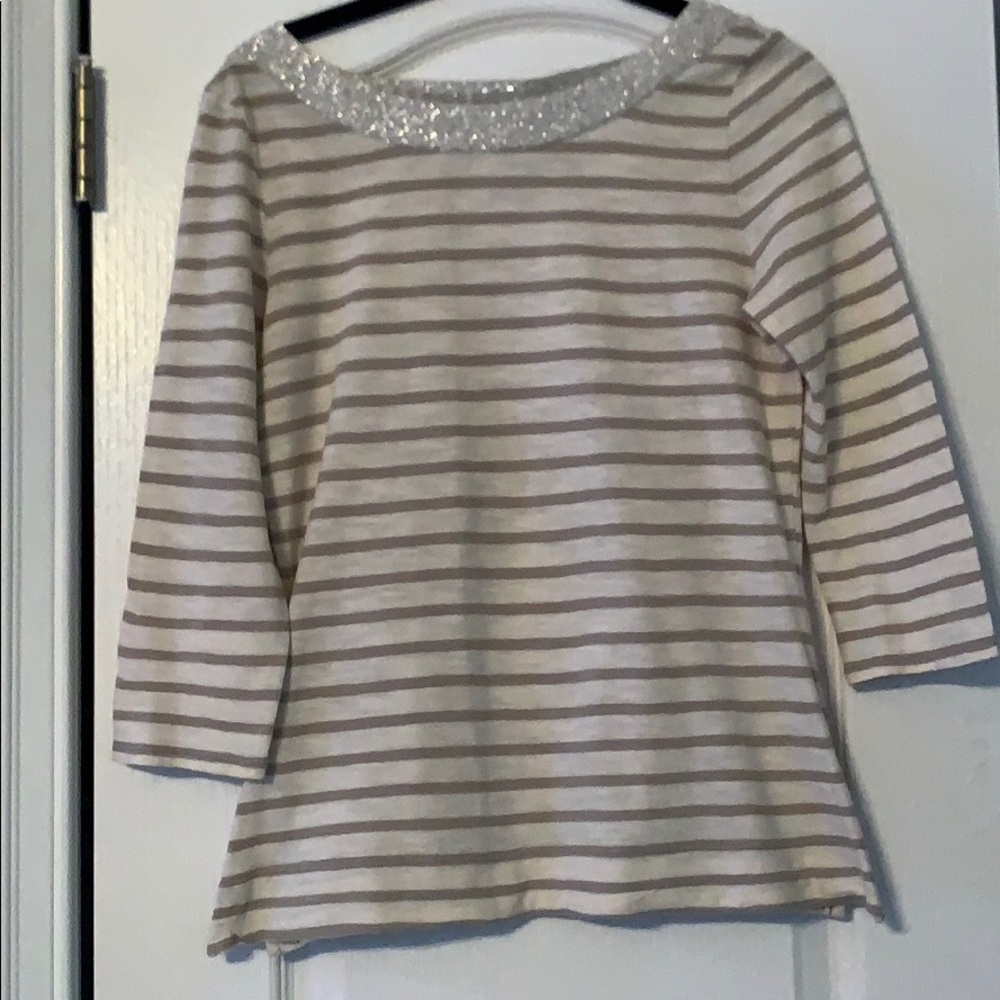 Banana Republic scoop striped tee with sparkle